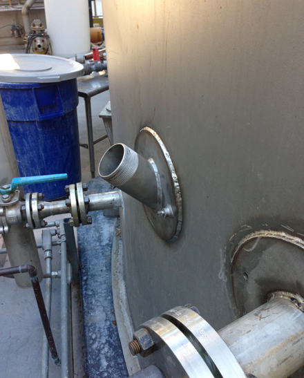 Tap Master, Inc. - 45 degree Hot Tap on 36' 316 S/S Tank